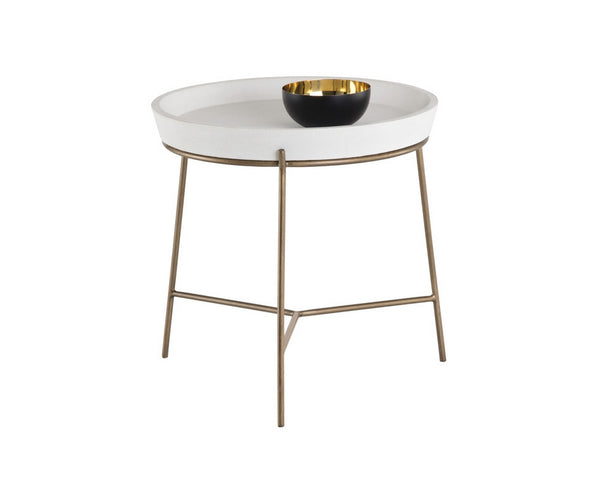 Remy End Table - Antique Brass - Ivory