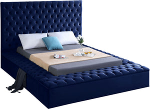 Randal Queen Bed In Navy Velvet