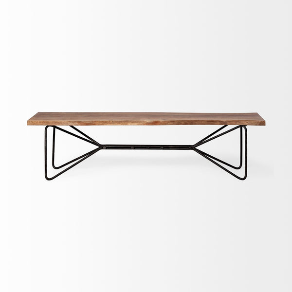 Papillion III 66x18 Natural Solid Wood and Iron Dining Bench