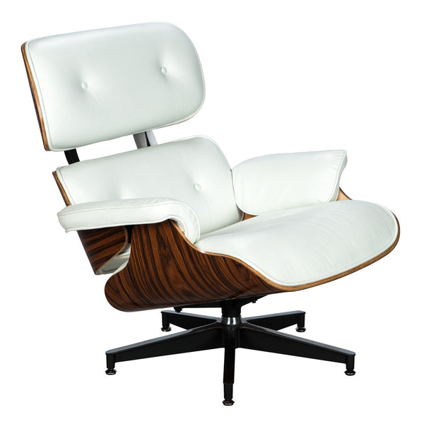 REYS LOUNGE CHAIR & OTTOMAN - WHITE LEATHER
