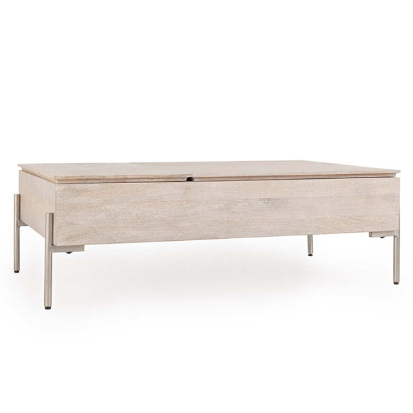 Rocklin Solid Wood Double Lift Top Coffee Table - White