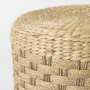 Michelle 17.7L x 17.7W x 17.7H Light Brown Woven Seagrass Round Pouf