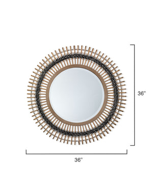 Grove Bamboo Round Braided Mirror, Gray