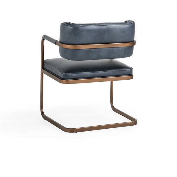 Fonda Leather Dining Chair in Ocean Blue