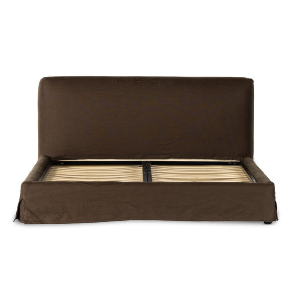 Aidan Slipcover King Bed - Brussels Coffee