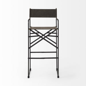 Direttore 19.3L x 19.3W x 44.1H Brown/Gray Suede W/ Metal Frame Bar Stool