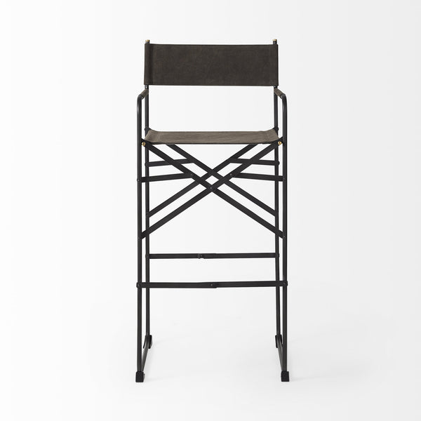 Direttore 19.3L x 19.3W x 44.1H Brown/Gray Suede W/ Metal Frame Bar Stool