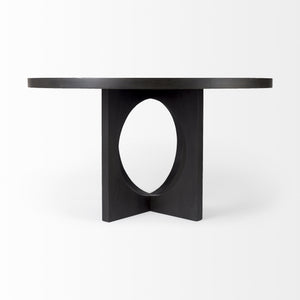 Liesl 54.L x 54.0W x 30.0H Black Wood W/ Circular Top Dining Table