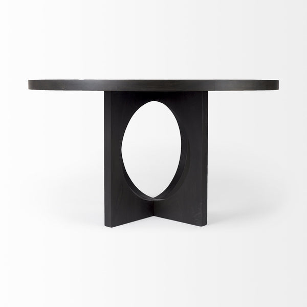 Liesl 54.L x 54.0W x 30.0H Black Wood W/ Circular Top Dining Table