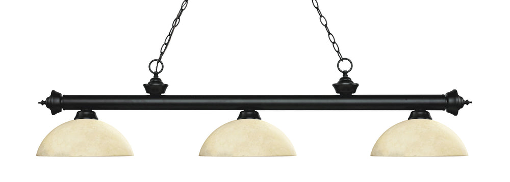 Riviera 3 Light Billiard Light in Matte Black Finish