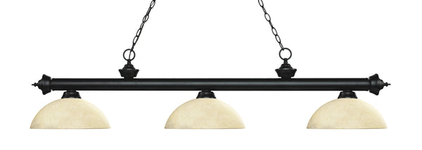 Riviera 3 Light Billiard Light in Matte Black Finish