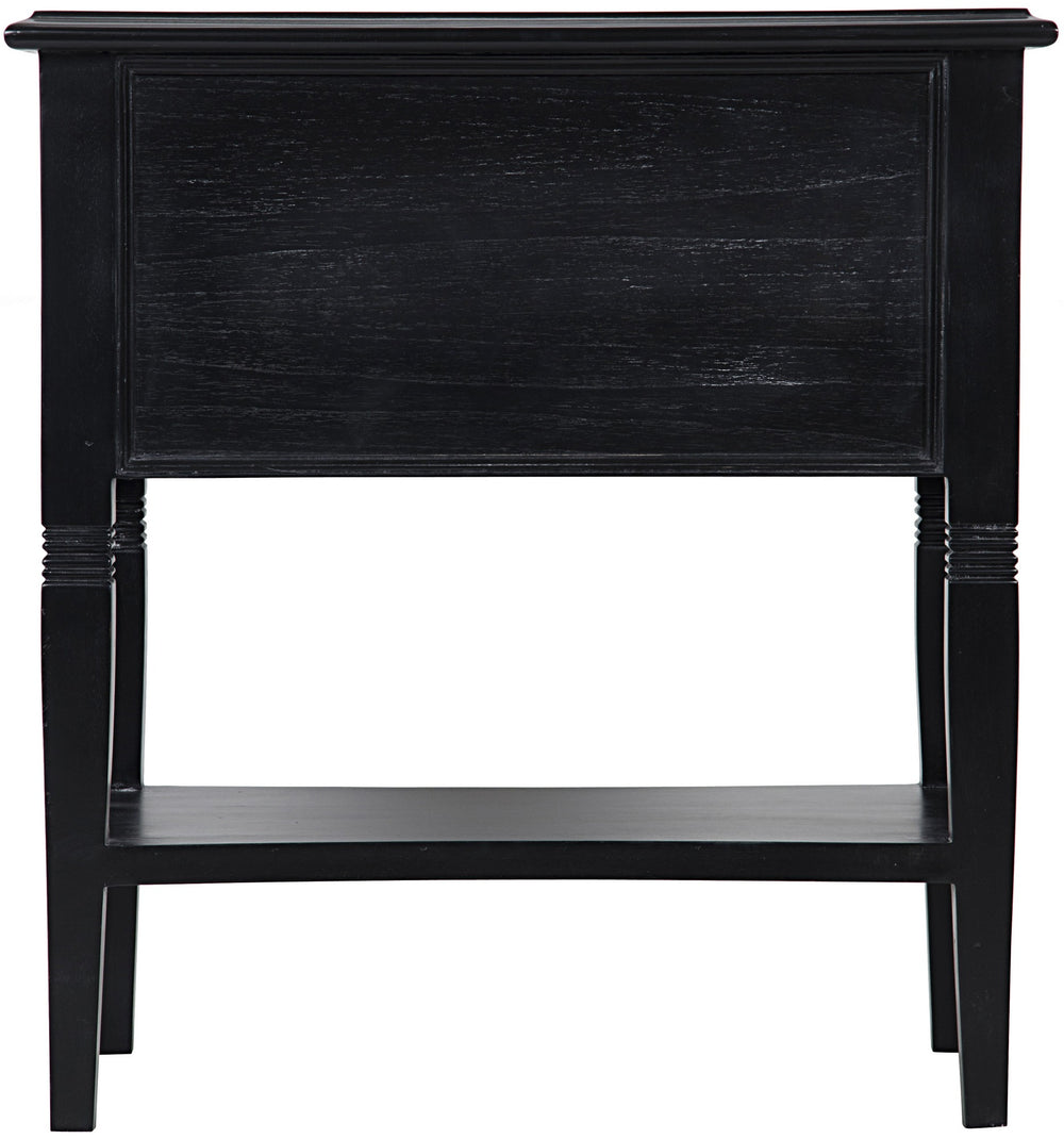 Oxford 2-Drawer Mahogany Side Table in Hand-Rubbed Black with Brass Pulls