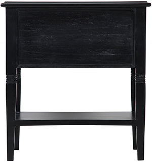 Oxford 2-Drawer Mahogany Side Table in Hand-Rubbed Black with Brass Pulls