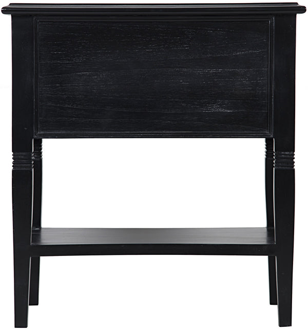 Oxford 2-Drawer Mahogany Side Table in Hand-Rubbed Black with Brass Pulls
