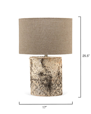 Forrester Birch Wood Table Lamp with Linen Shade