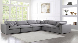 Carmen Cloud Modular Sectional In Grey Linen Fabric