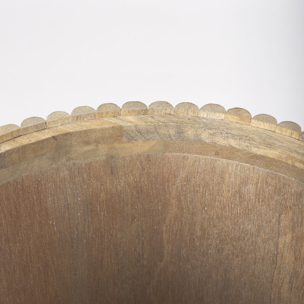 Terra 18L x 18W x 22H Light Brown Wood Fluted Round Side Table