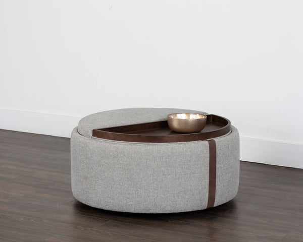 BORELLI WHEELED STORAGE OTTOMAN - BELFAST HEATHER GREY / AUTUMN CHESTNUT