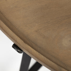 Helios (Set of 2) Brown Solid Wood Top Black Metal Base Nesting Coffee Tables