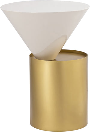 Abel End Table In White and Brushed Brass