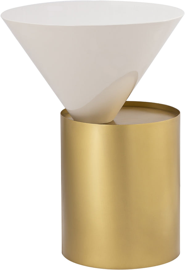 Abel End Table In White and Brushed Brass