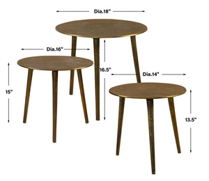 Kasai Gold Coffee Tables, S/3