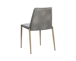 RENEE STACKABLE DINING CHAIR - ANTIQUE BRASS - BELFAST HEATHER GREY / BRAVO METAL