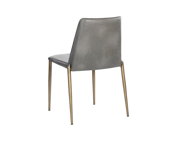 RENEE STACKABLE DINING CHAIR - ANTIQUE BRASS - BELFAST HEATHER GREY / BRAVO METAL