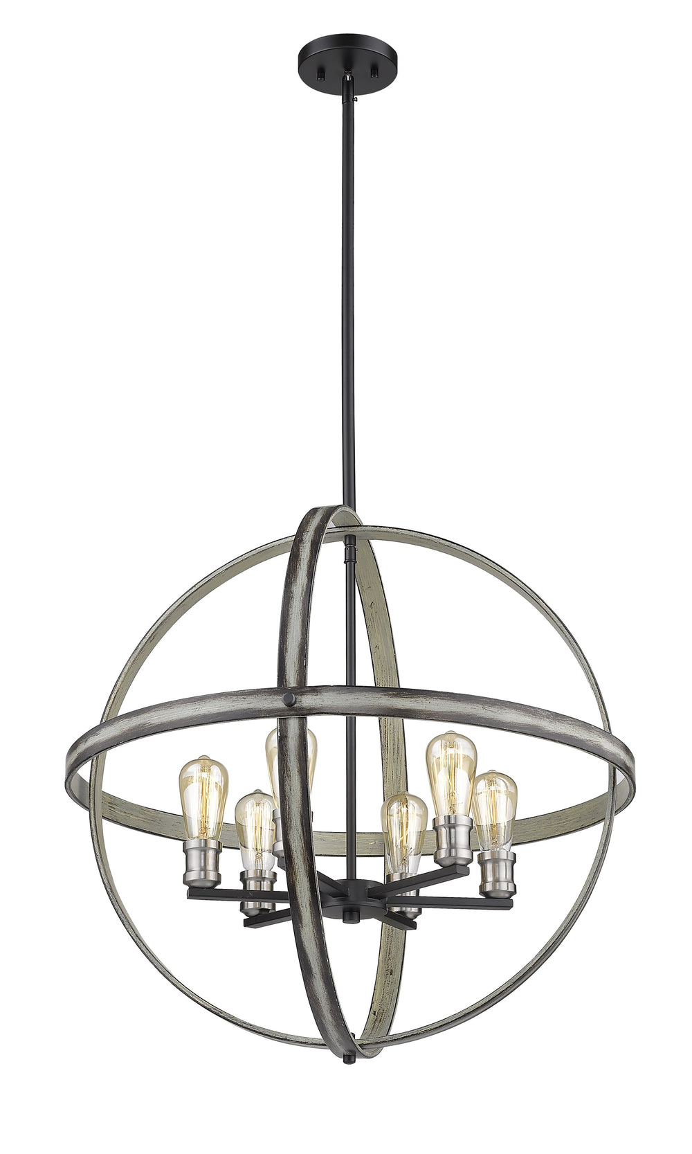 Kirkland 6 Light Pendant in Ashen Barnboard Finish