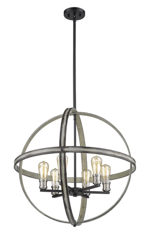 Kirkland 6 Light Pendant in Ashen Barnboard Finish
