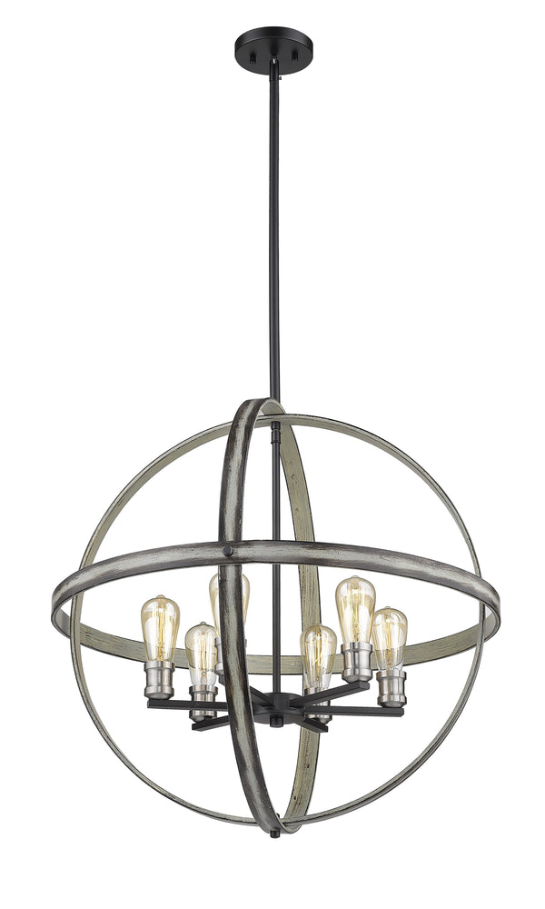 Kirkland 6 Light Pendant in Ashen Barnboard Finish
