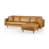 D'Arcy 111"L x 70"D x 33"H Tan Leather Right Chaise Sectional