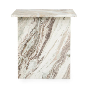 Bexly Marble Square End Table in Rusty Gray