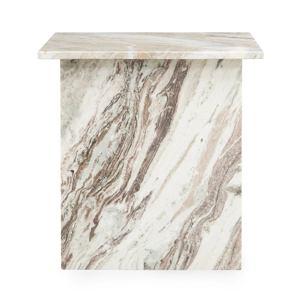Bexly Marble Square End Table in Rusty Gray