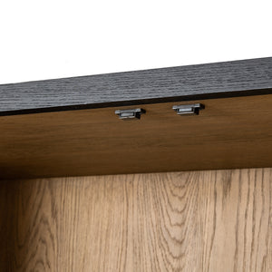 Millie Panel & Glss Door Cabinet In Mtt Blk
