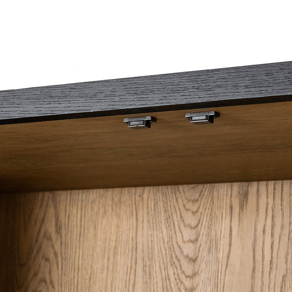 Millie Panel & Glss Door Cabinet In Mtt Blk