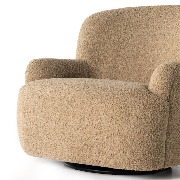Kadon Swivel Chair In Sheepskin Camel