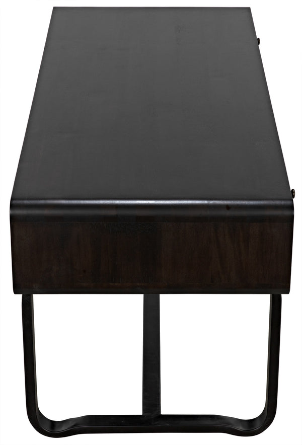 Voltes Ebony Walnut Desk with Matte Black Industrial Steel Base