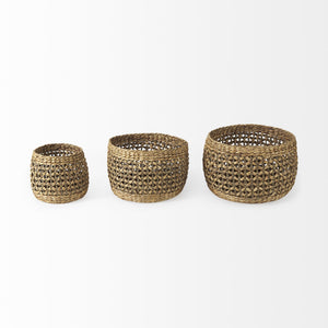 Dakota 15.0L x 15.0W x 11.8H (Set of 3) Medium Brown Seagrass Round Basket