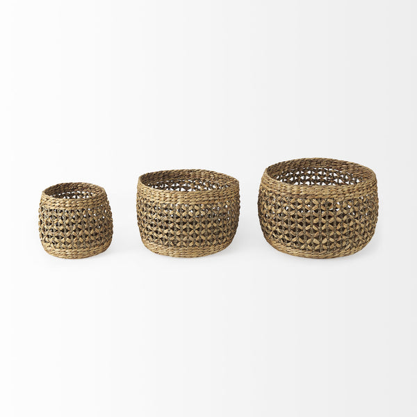 Dakota 15.0L x 15.0W x 11.8H (Set of 3) Medium Brown Seagrass Round Basket