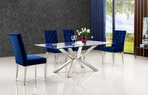Pauline Dining Chair In Navy Velvet