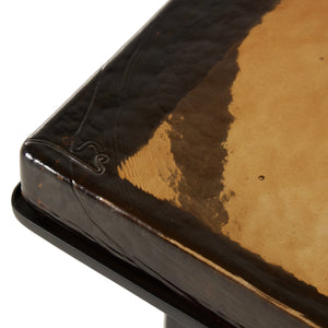 Giselle End Table In Amber Cast Glass