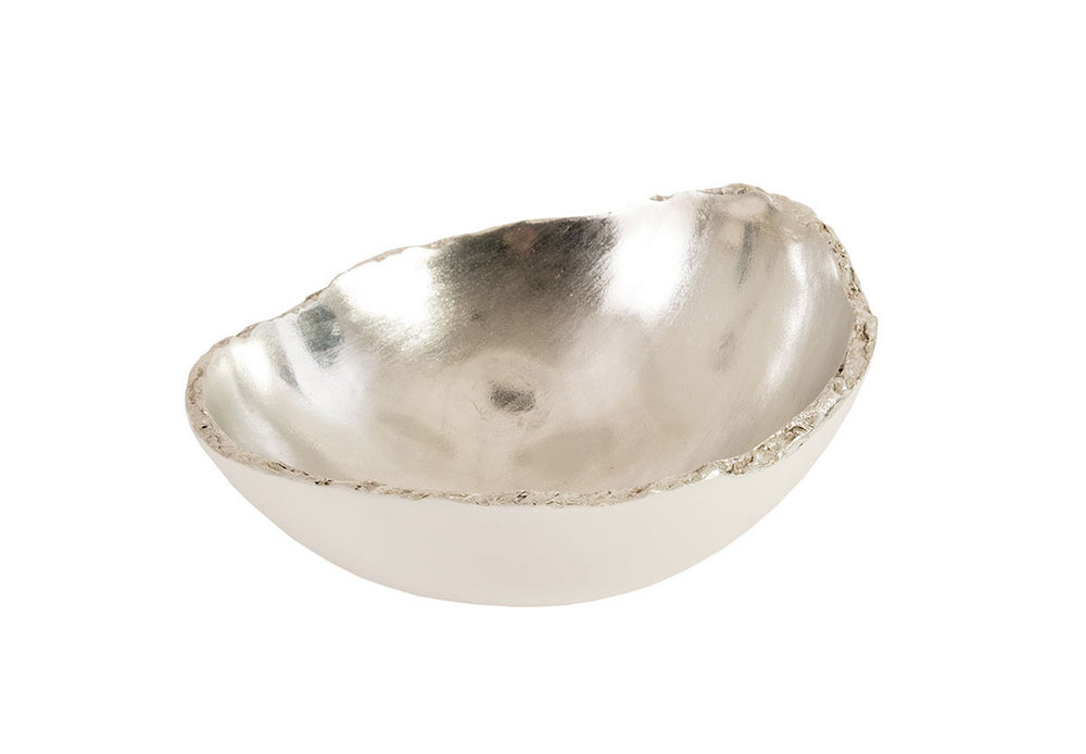 Broken Egg Bowl, White and Silver Leaf