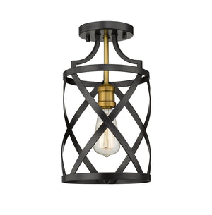 Malcalester 1 Light Flush Mount in Matte Black + Olde Brass Finish