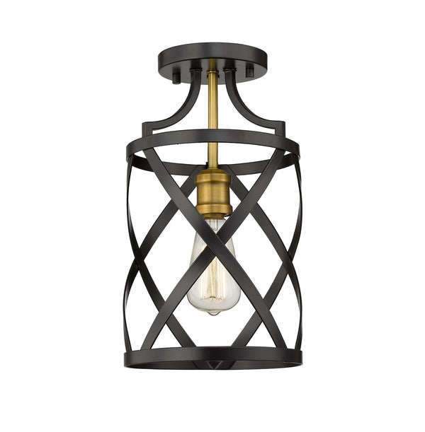 Malcalester 1 Light Flush Mount in Matte Black + Olde Brass Finish