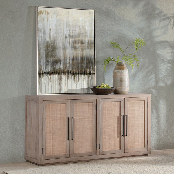 Jensen Solid Wood 4Dr Cabinet with Cane Detail