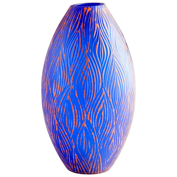 Small Fused Groove Vase in Blue