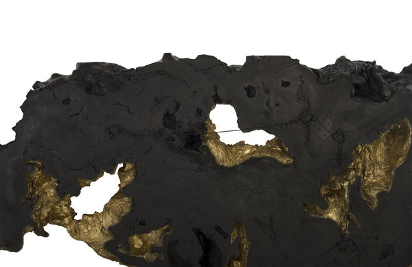 Burled Root Wall Art, Black, Gold Leaf, Large