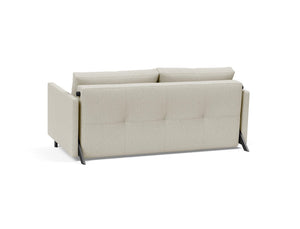 CUBED QUEEN SOFA BED in MIXED DANCE NATURAL FABRIC WITH Black Steel LEGS 527