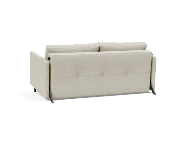 CUBED QUEEN SOFA BED in MIXED DANCE NATURAL FABRIC WITH Black Steel LEGS 527